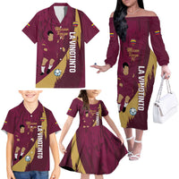 Custom Venezuela Football Family Matching Off The Shoulder Long Sleeve Dress and Hawaiian Shirt Mano Tengo Fe La Vinotinto