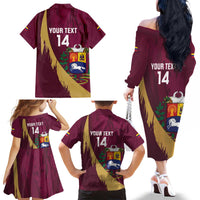 Custom Venezuela Football Family Matching Off The Shoulder Long Sleeve Dress and Hawaiian Shirt Mano Tengo Fe La Vinotinto