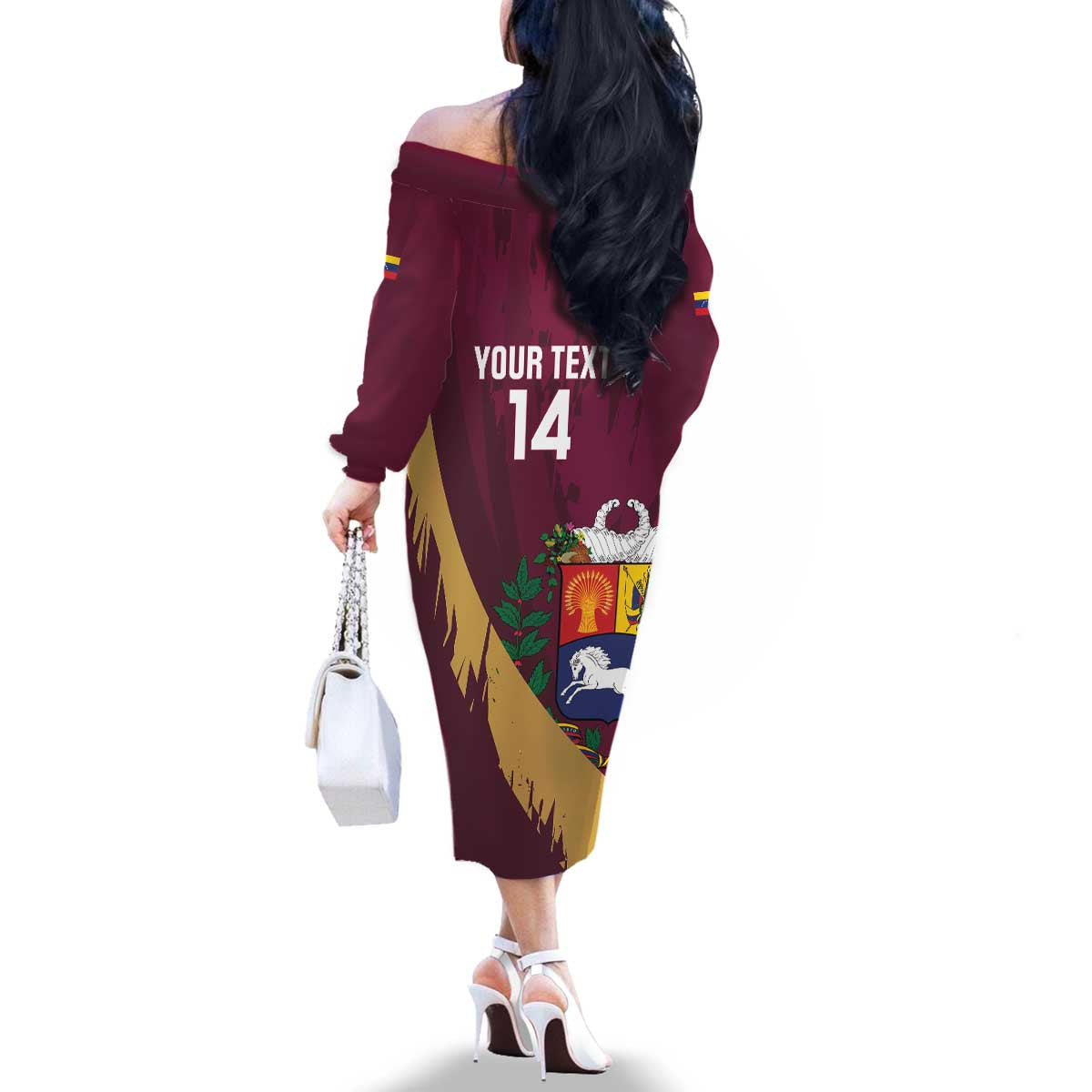 Custom Venezuela Football Family Matching Off The Shoulder Long Sleeve Dress and Hawaiian Shirt Mano Tengo Fe La Vinotinto