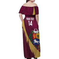 Custom Venezuela Football Family Matching Off Shoulder Maxi Dress and Hawaiian Shirt Mano Tengo Fe La Vinotinto
