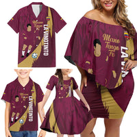 Custom Venezuela Football Family Matching Off Shoulder Short Dress and Hawaiian Shirt Mano Tengo Fe La Vinotinto