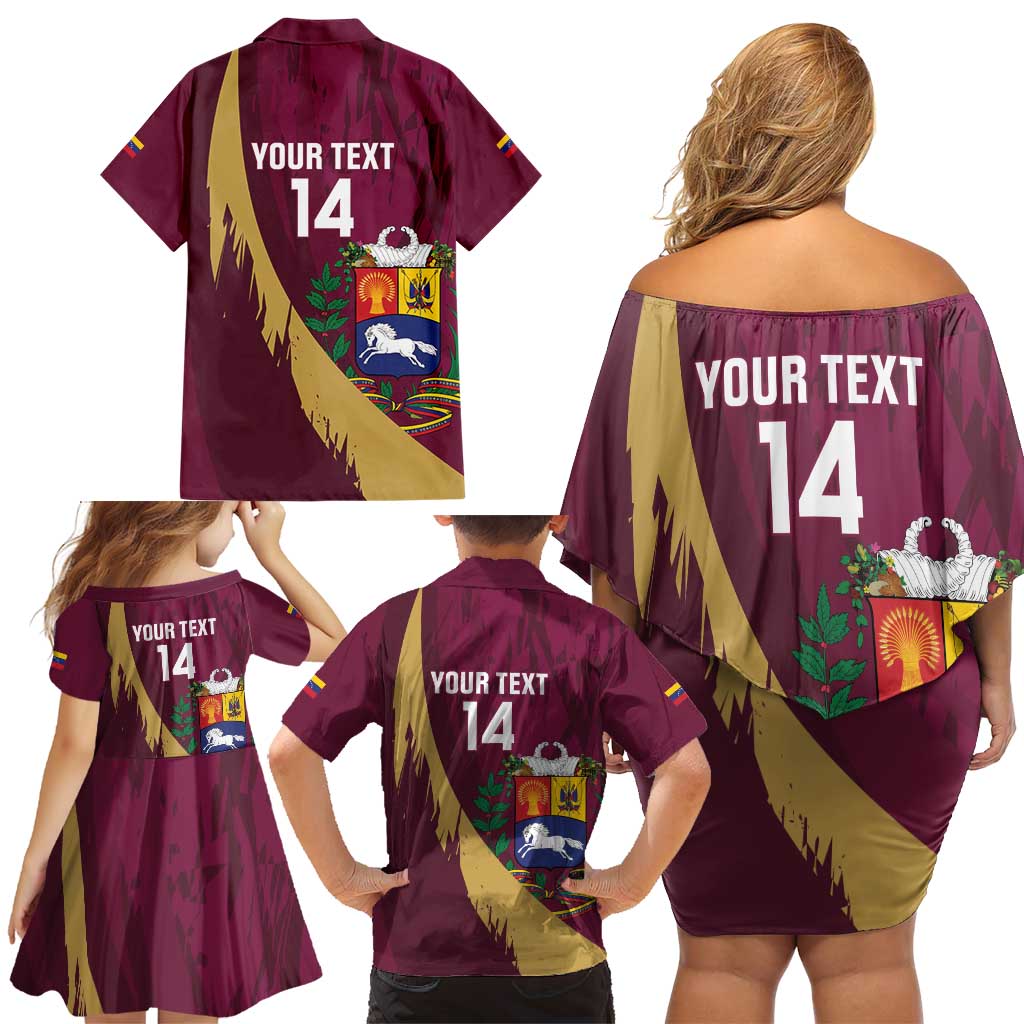 Custom Venezuela Football Family Matching Off Shoulder Short Dress and Hawaiian Shirt Mano Tengo Fe La Vinotinto