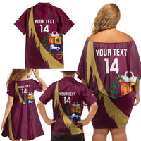 Custom Venezuela Football Family Matching Off Shoulder Short Dress and Hawaiian Shirt Mano Tengo Fe La Vinotinto