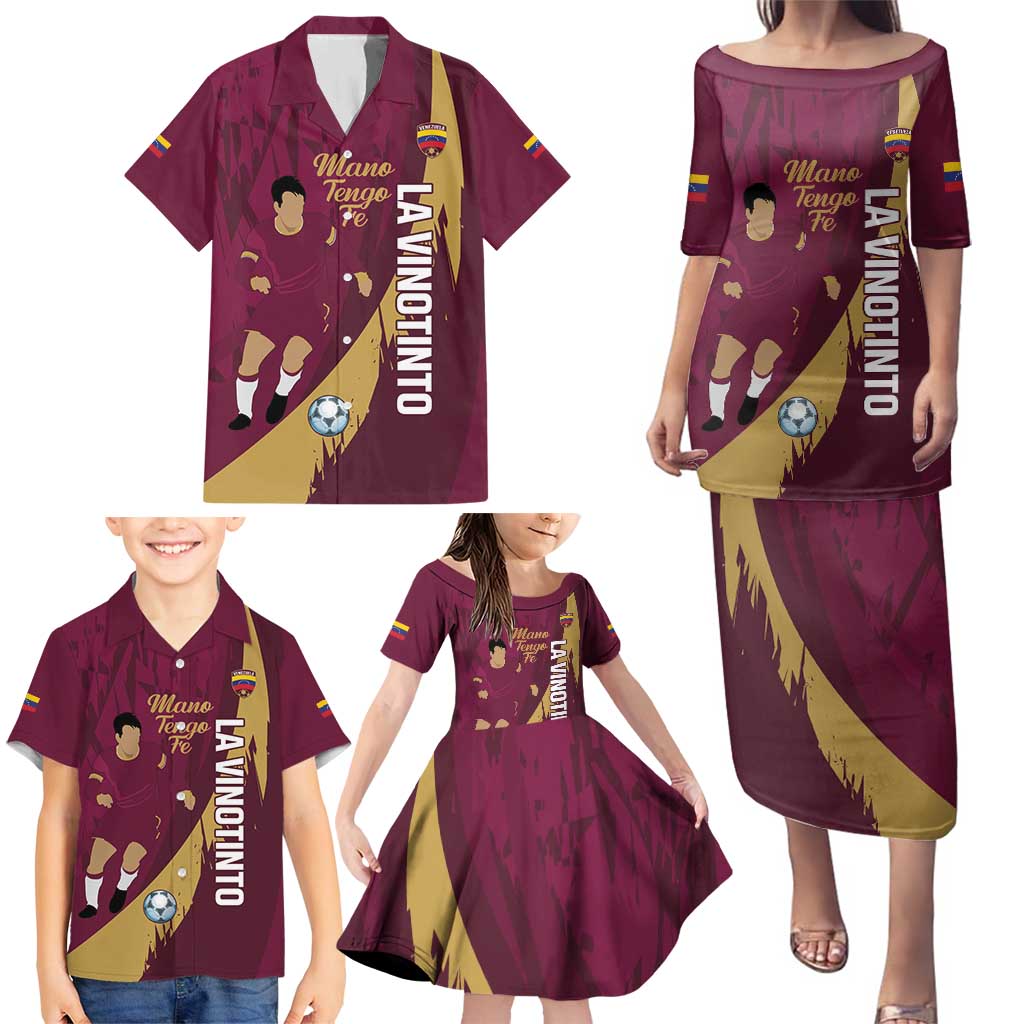 Custom Venezuela Football Family Matching Puletasi and Hawaiian Shirt Mano Tengo Fe La Vinotinto