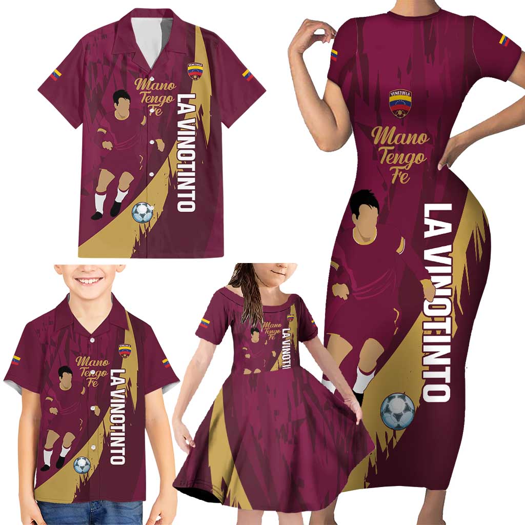 Custom Venezuela Football Family Matching Short Sleeve Bodycon Dress and Hawaiian Shirt Mano Tengo Fe La Vinotinto