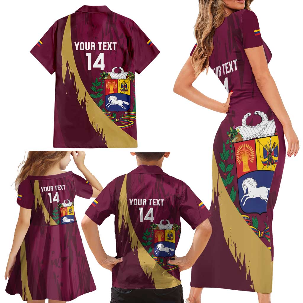 Custom Venezuela Football Family Matching Short Sleeve Bodycon Dress and Hawaiian Shirt Mano Tengo Fe La Vinotinto
