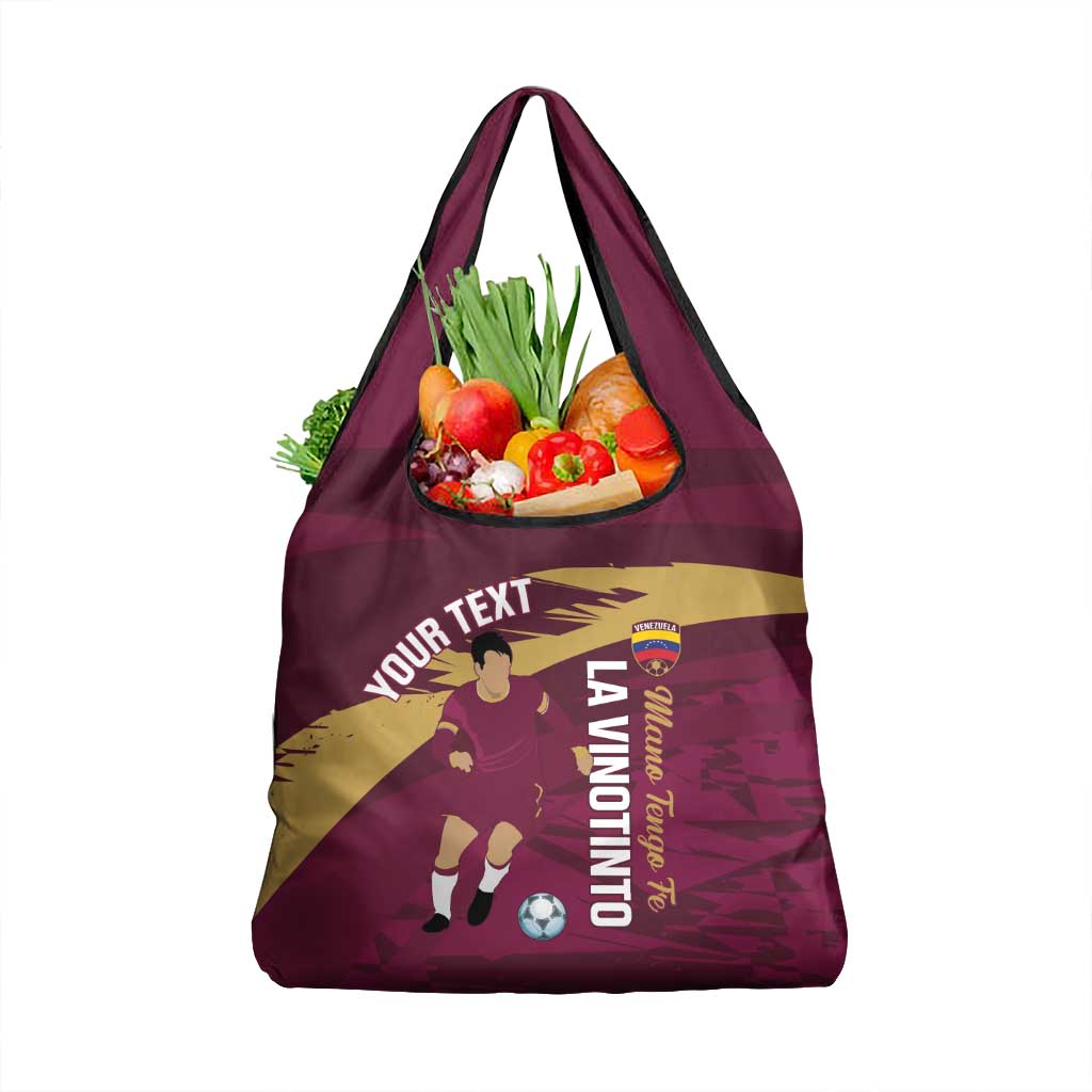Custom Venezuela Football Grocery Bag Mano Tengo Fe La Vinotinto