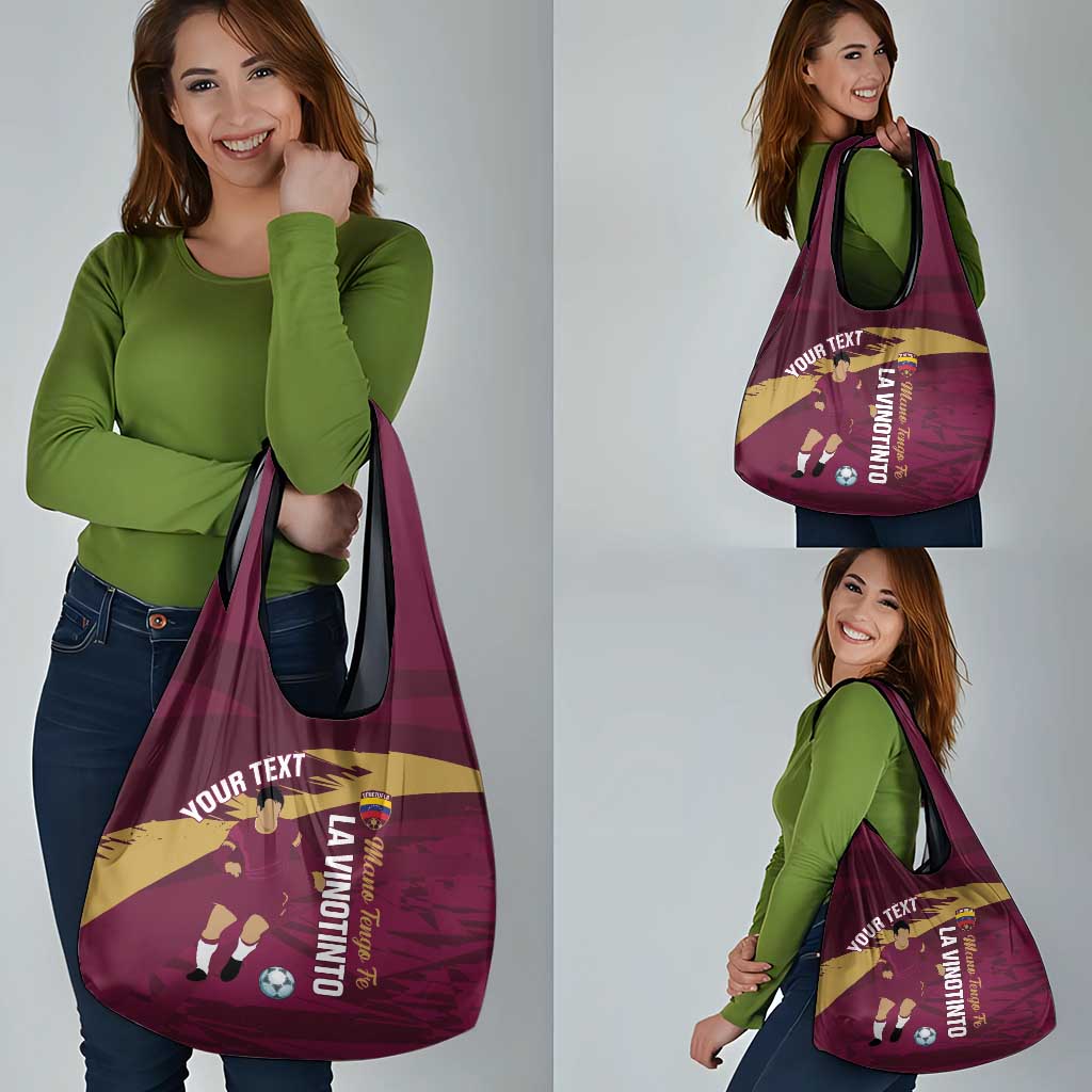 Custom Venezuela Football Grocery Bag Mano Tengo Fe La Vinotinto