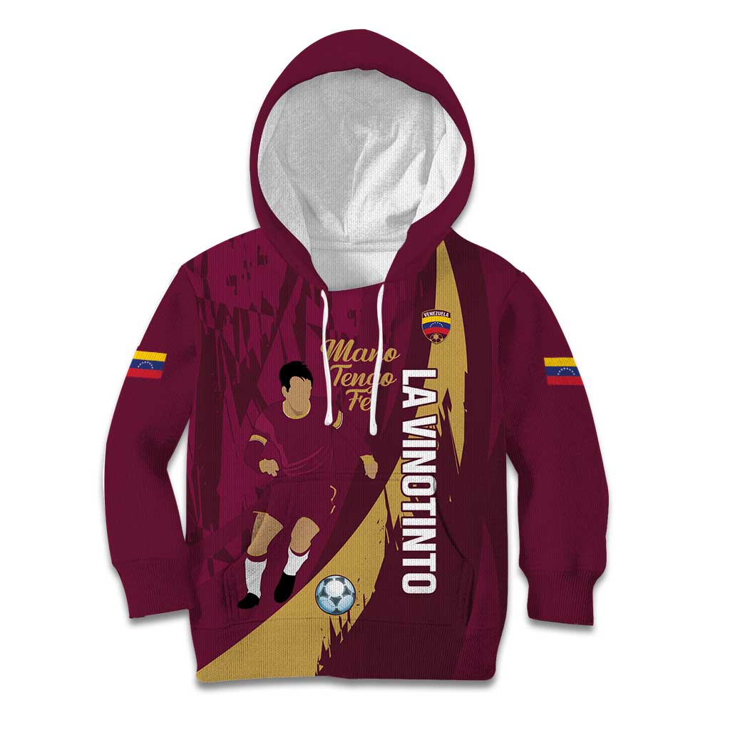 Custom Venezuela Football Kid Hoodie Mano Tengo Fe La Vinotinto