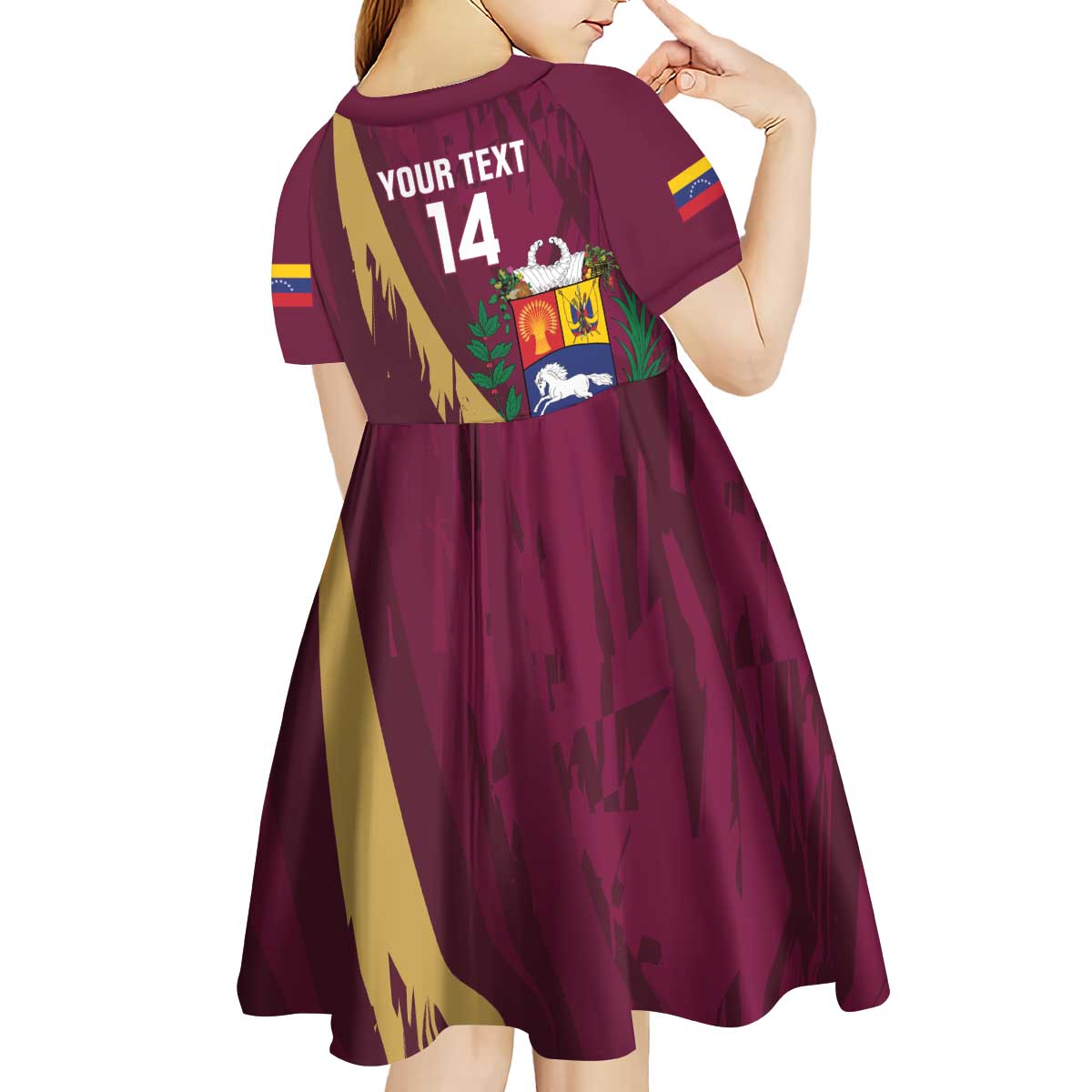 Custom Venezuela Football Kid Short Sleeve Dress Mano Tengo Fe La Vinotinto