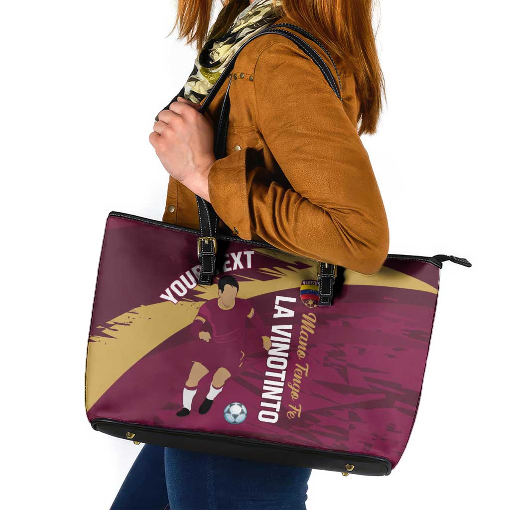 Custom Venezuela Football Leather Tote Bag Mano Tengo Fe La Vinotinto
