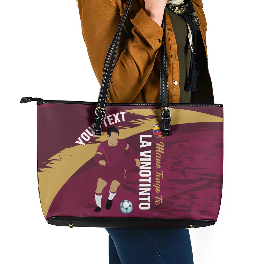 Custom Venezuela Football Leather Tote Bag Mano Tengo Fe La Vinotinto