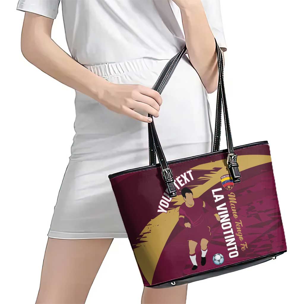 Custom Venezuela Football Leather Tote Bag Mano Tengo Fe La Vinotinto