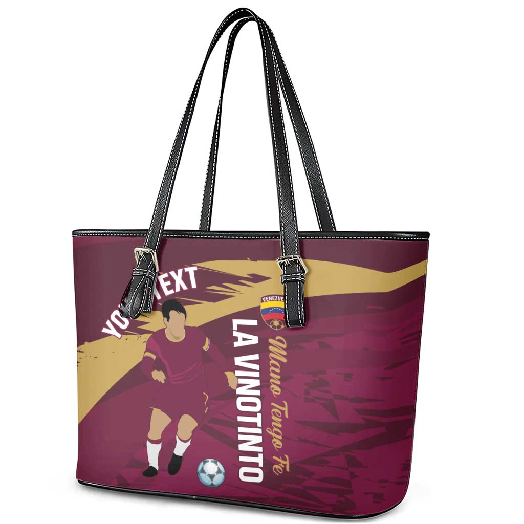 Custom Venezuela Football Leather Tote Bag Mano Tengo Fe La Vinotinto