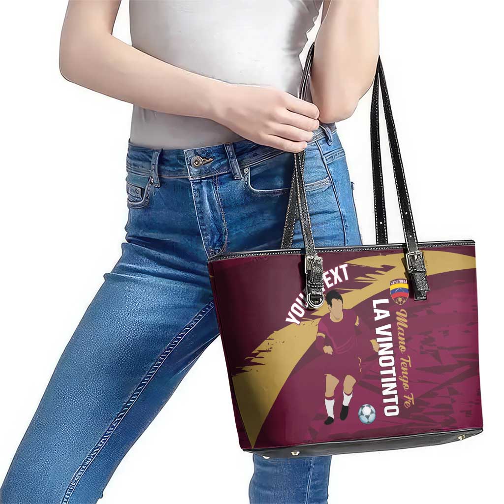 Custom Venezuela Football Leather Tote Bag Mano Tengo Fe La Vinotinto