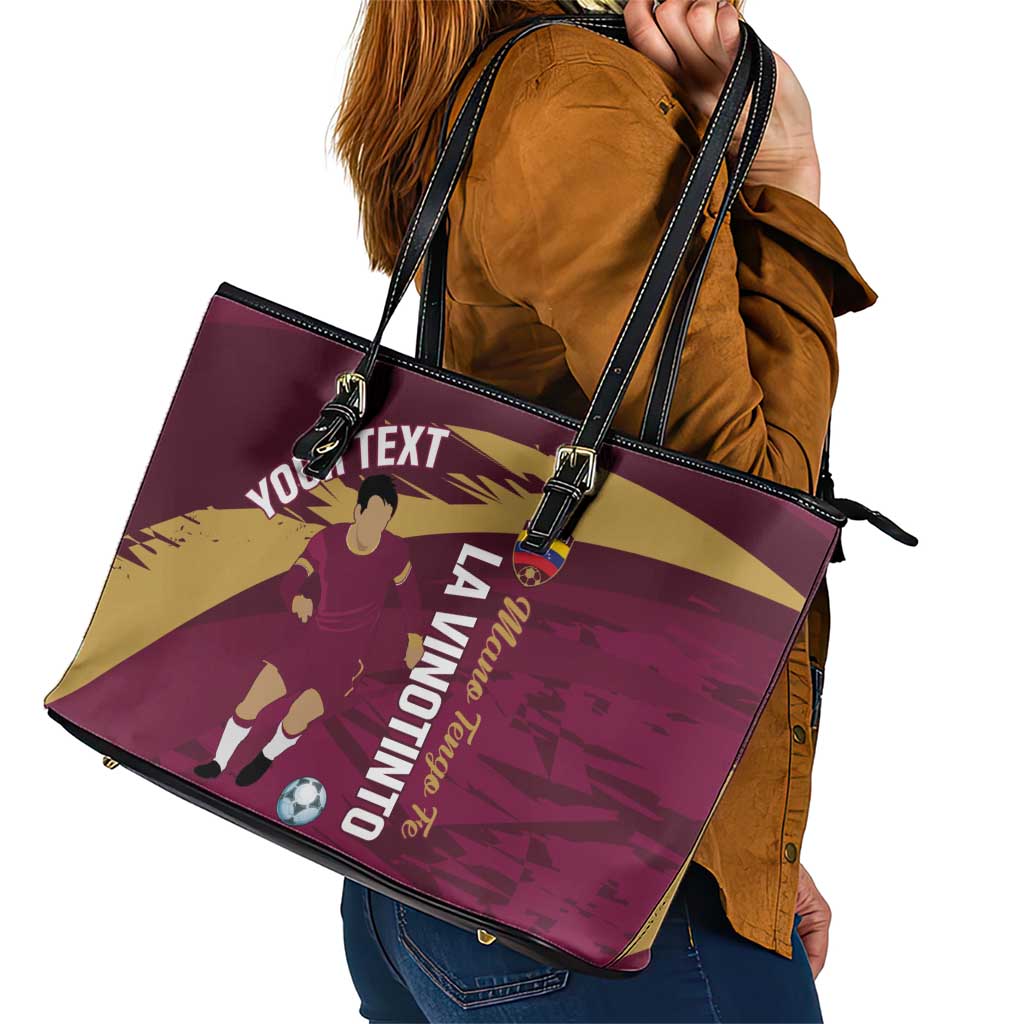 Custom Venezuela Football Leather Tote Bag Mano Tengo Fe La Vinotinto