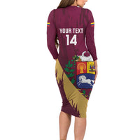 Custom Venezuela Football Long Sleeve Bodycon Dress Mano Tengo Fe La Vinotinto