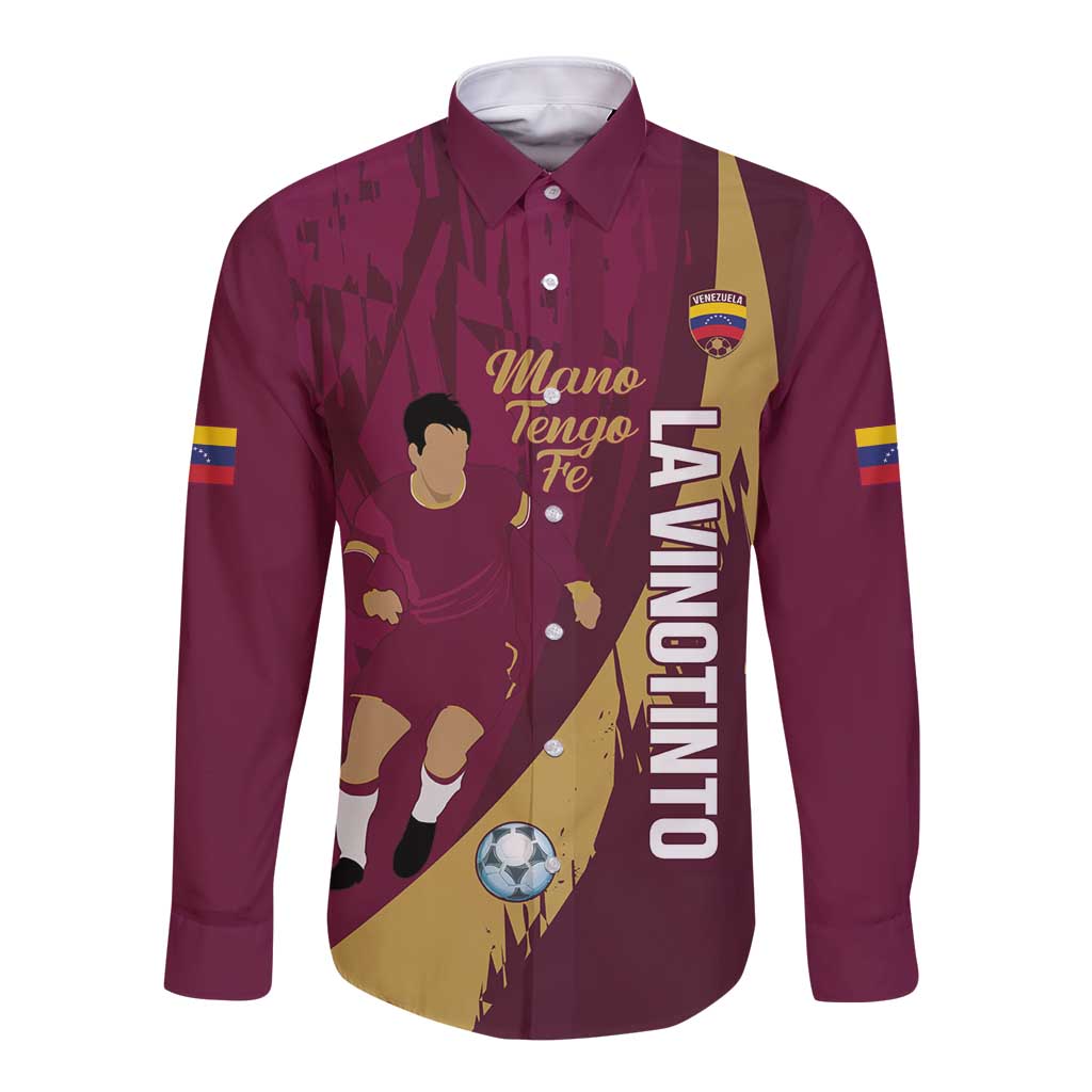 Custom Venezuela Football Long Sleeve Button Shirt Mano Tengo Fe La Vinotinto