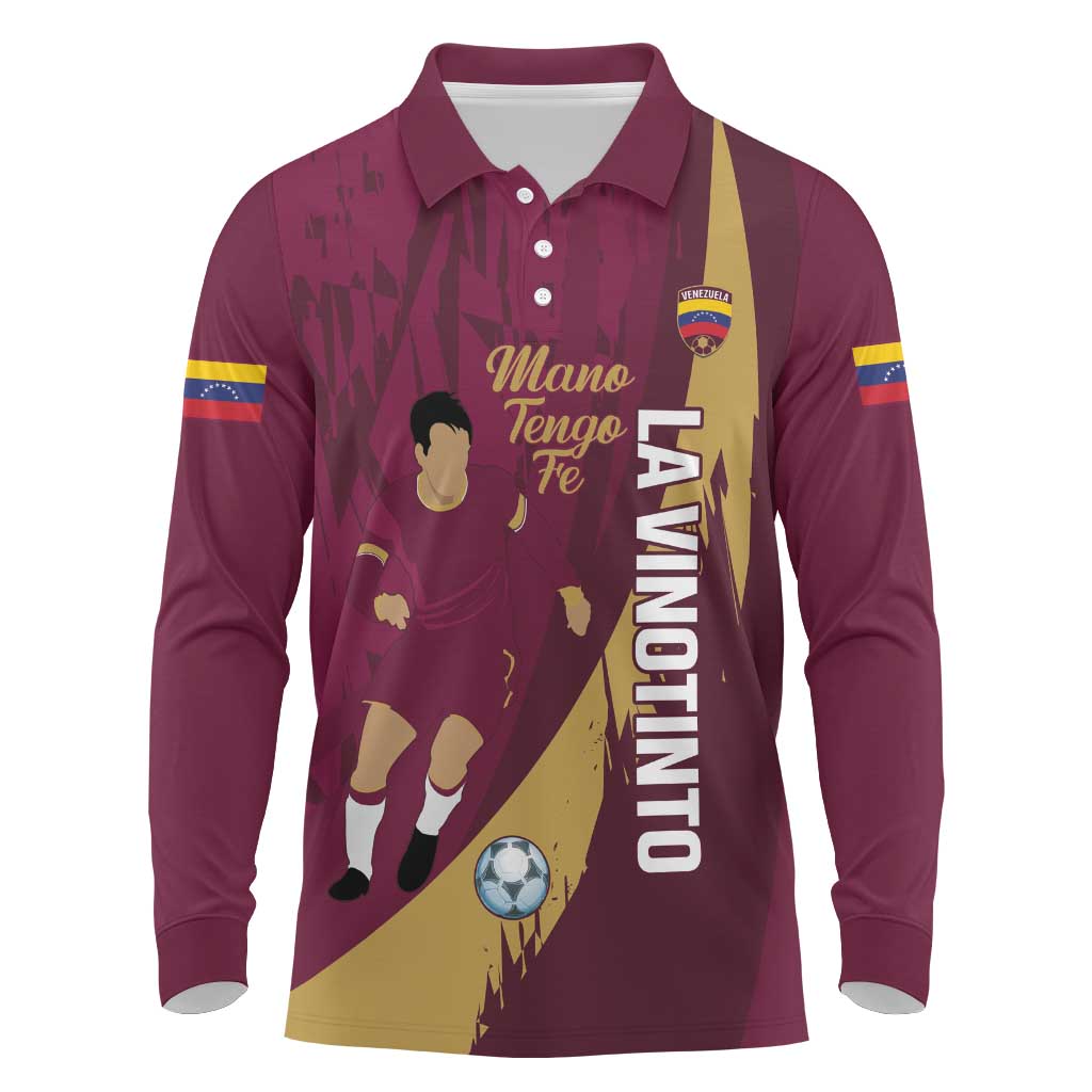 Custom Venezuela Football Long Sleeve Polo Shirt Mano Tengo Fe La Vinotinto