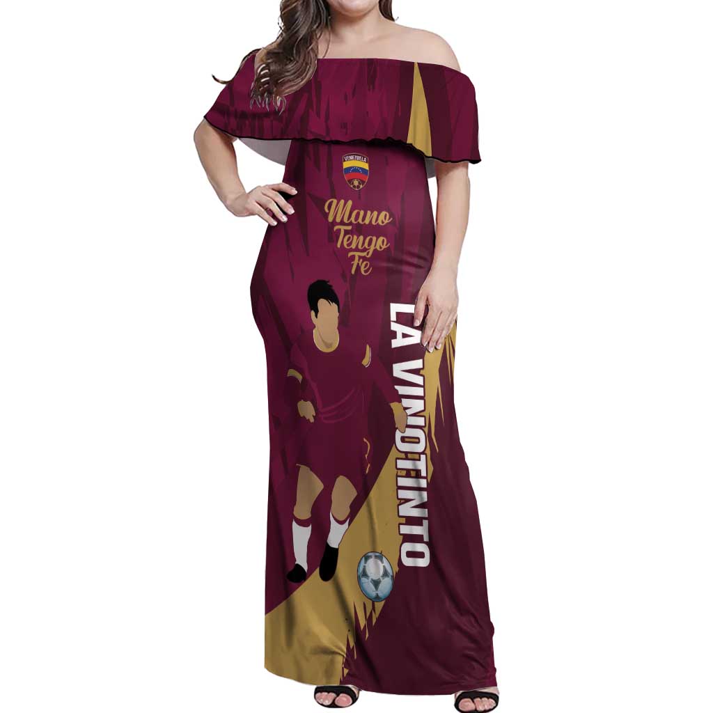 Custom Venezuela Football Off Shoulder Maxi Dress Mano Tengo Fe La Vinotinto