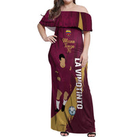 Custom Venezuela Football Off Shoulder Maxi Dress Mano Tengo Fe La Vinotinto