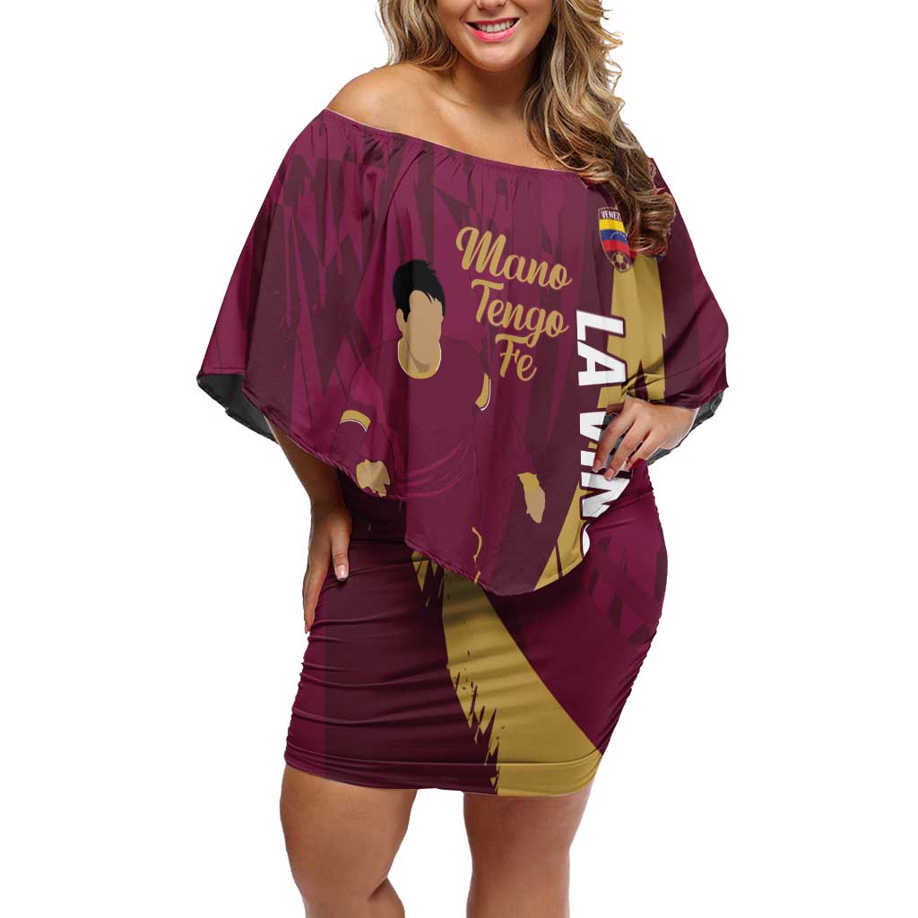 Custom Venezuela Football Off Shoulder Short Dress Mano Tengo Fe La Vinotinto