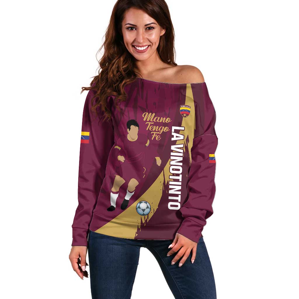 Custom Venezuela Football Off Shoulder Sweater Mano Tengo Fe La Vinotinto