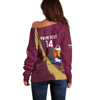 Custom Venezuela Football Off Shoulder Sweater Mano Tengo Fe La Vinotinto