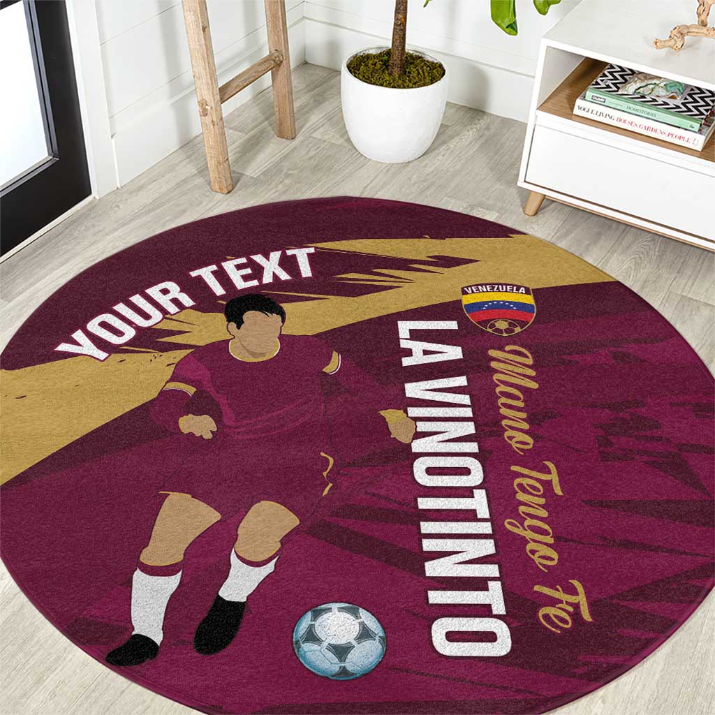 Custom Venezuela Football Round Carpet Mano Tengo Fe La Vinotinto