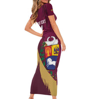 Custom Venezuela Football Short Sleeve Bodycon Dress Mano Tengo Fe La Vinotinto