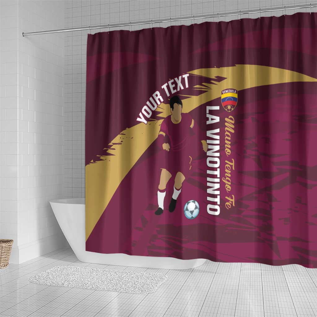 Custom Venezuela Football Shower Curtain Mano Tengo Fe La Vinotinto