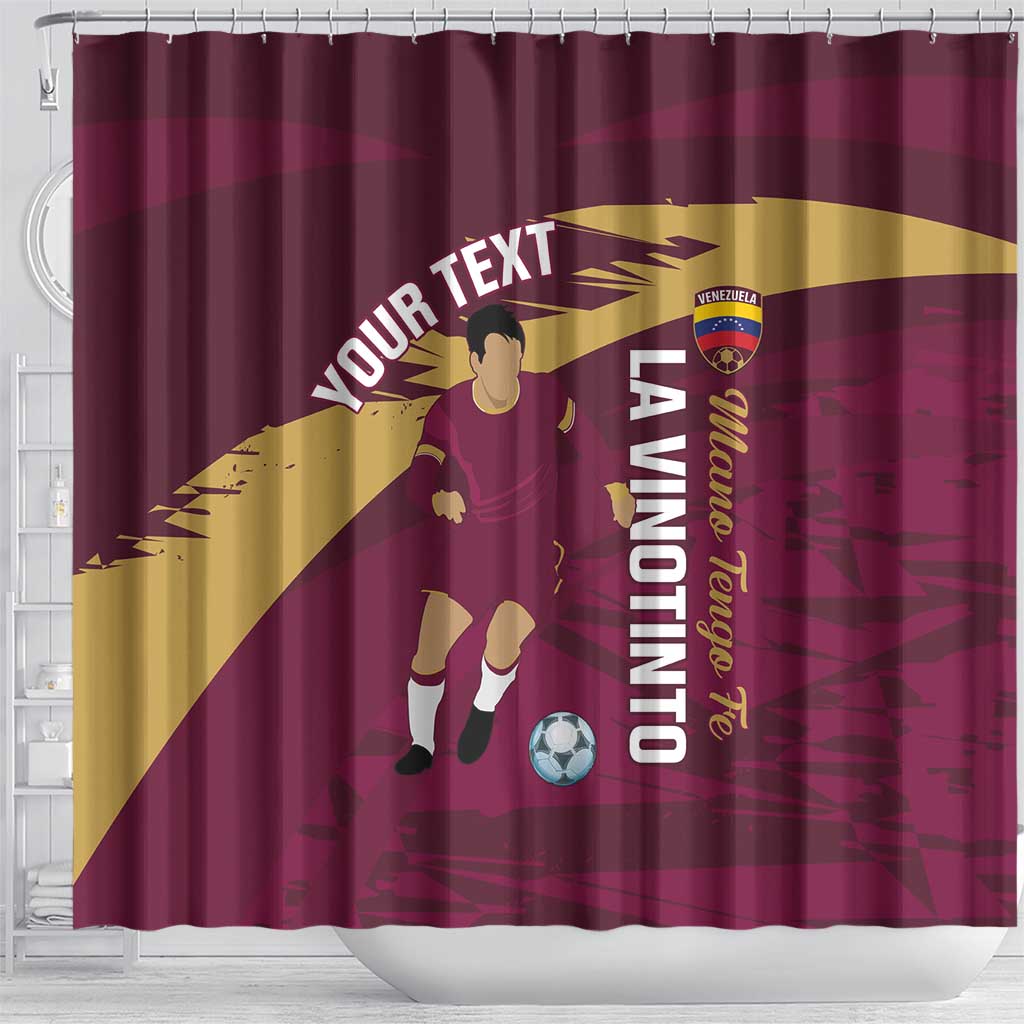 Custom Venezuela Football Shower Curtain Mano Tengo Fe La Vinotinto
