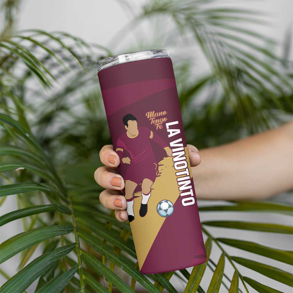 Custom Venezuela Football Skinny Tumbler Mano Tengo Fe La Vinotinto