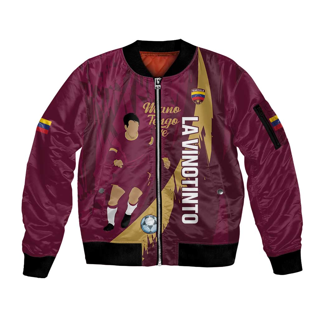 Custom Venezuela Football Sleeve Zip Bomber Jacket Mano Tengo Fe La Vinotinto