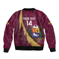 Custom Venezuela Football Sleeve Zip Bomber Jacket Mano Tengo Fe La Vinotinto