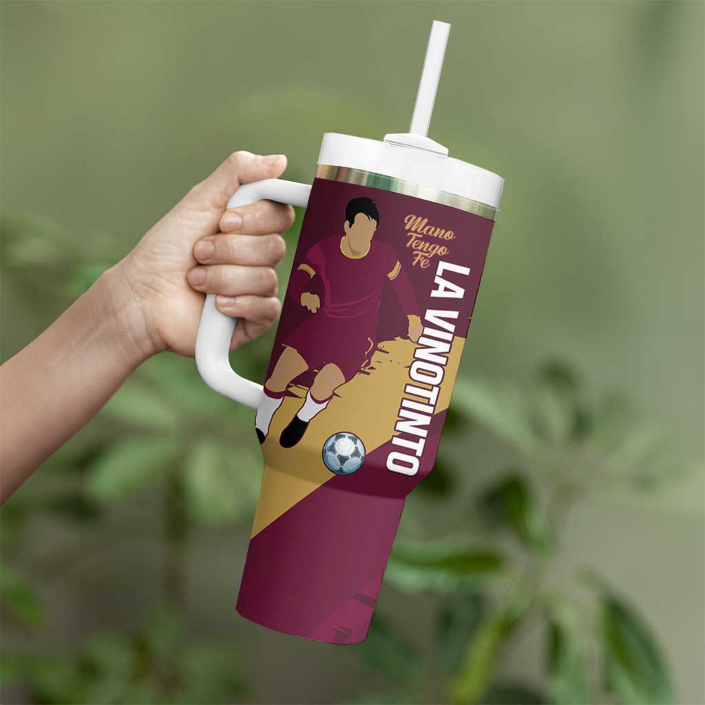 Custom Venezuela Football Tumbler With Handle Mano Tengo Fe La Vinotinto