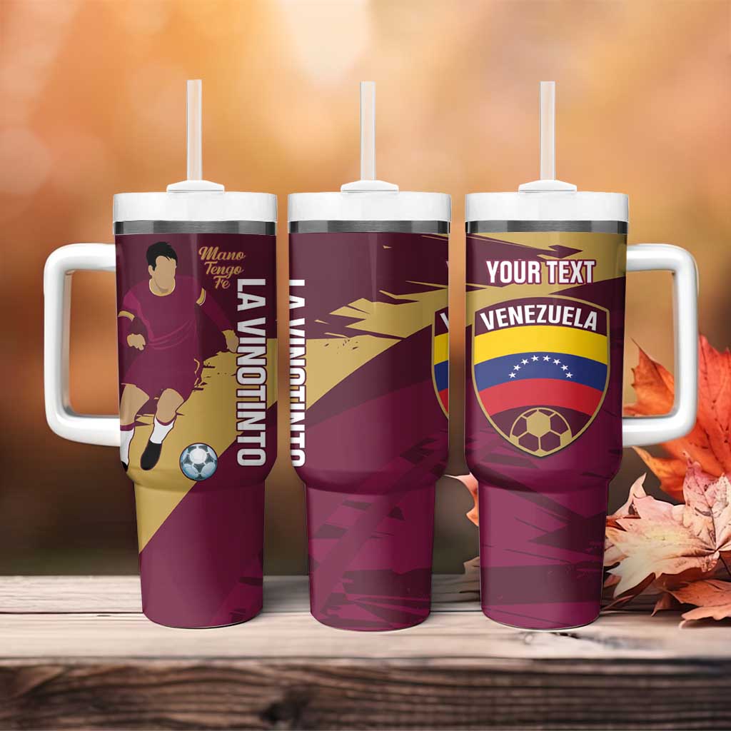 Custom Venezuela Football Tumbler With Handle Mano Tengo Fe La Vinotinto