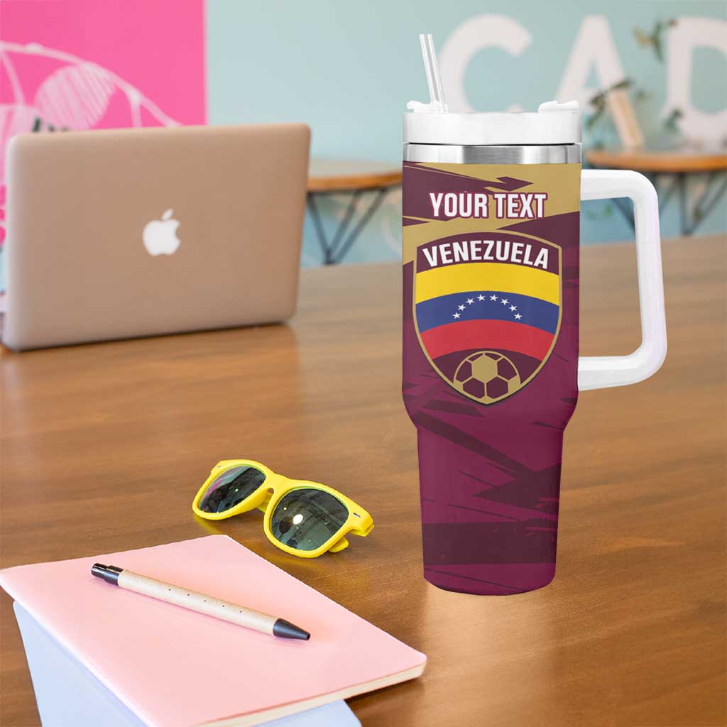 Custom Venezuela Football Tumbler With Handle Mano Tengo Fe La Vinotinto