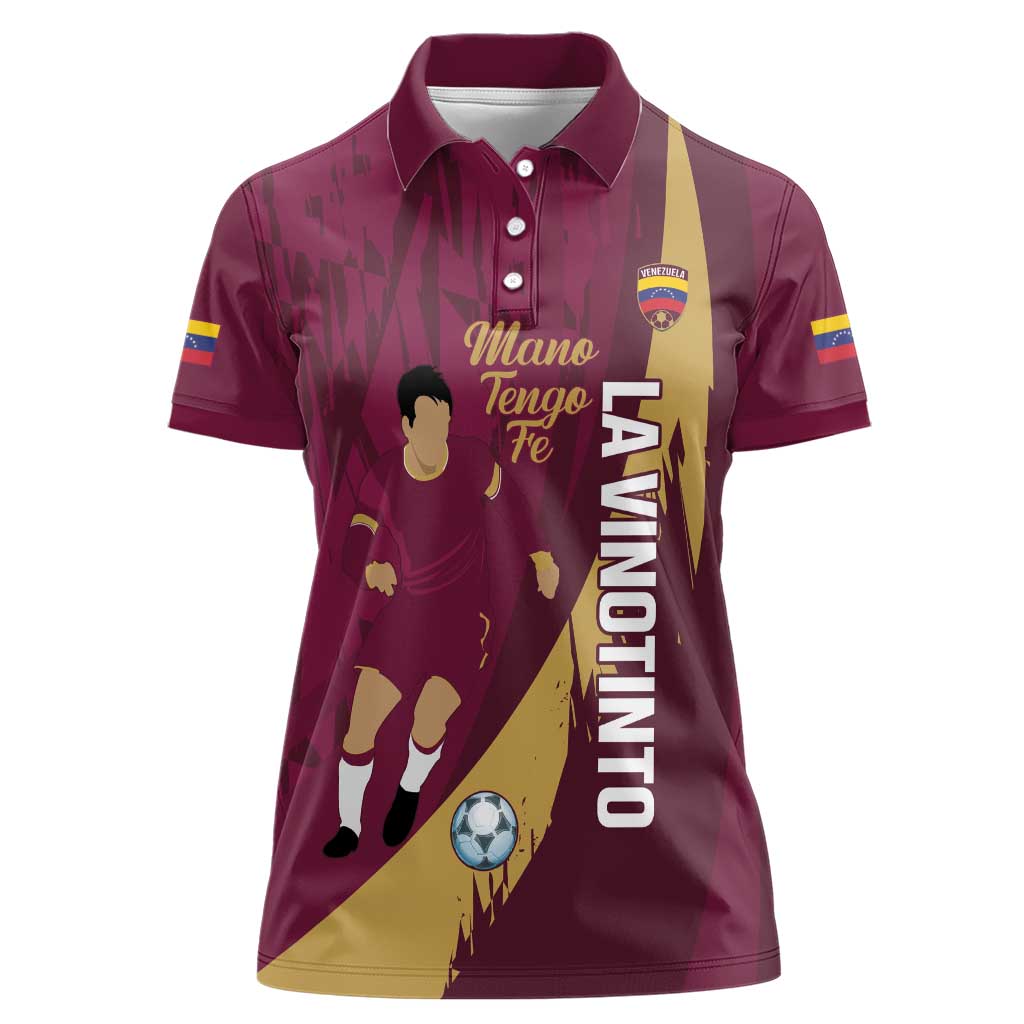 Custom Venezuela Football Women Polo Shirt Mano Tengo Fe La Vinotinto