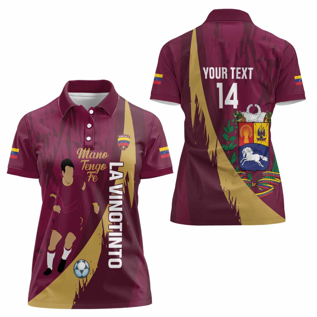 Custom Venezuela Football Women Polo Shirt Mano Tengo Fe La Vinotinto