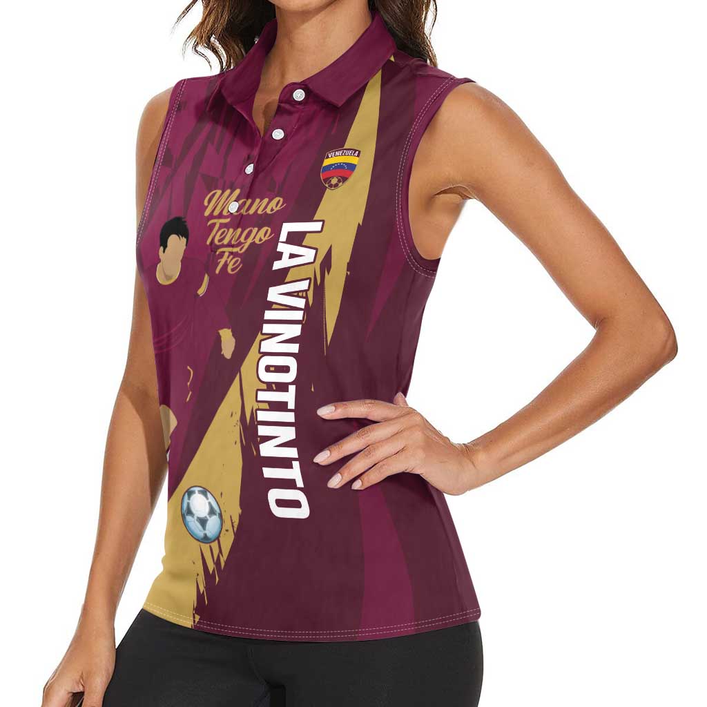 Custom Venezuela Football Women Sleeveless Polo Shirt Mano Tengo Fe La Vinotinto