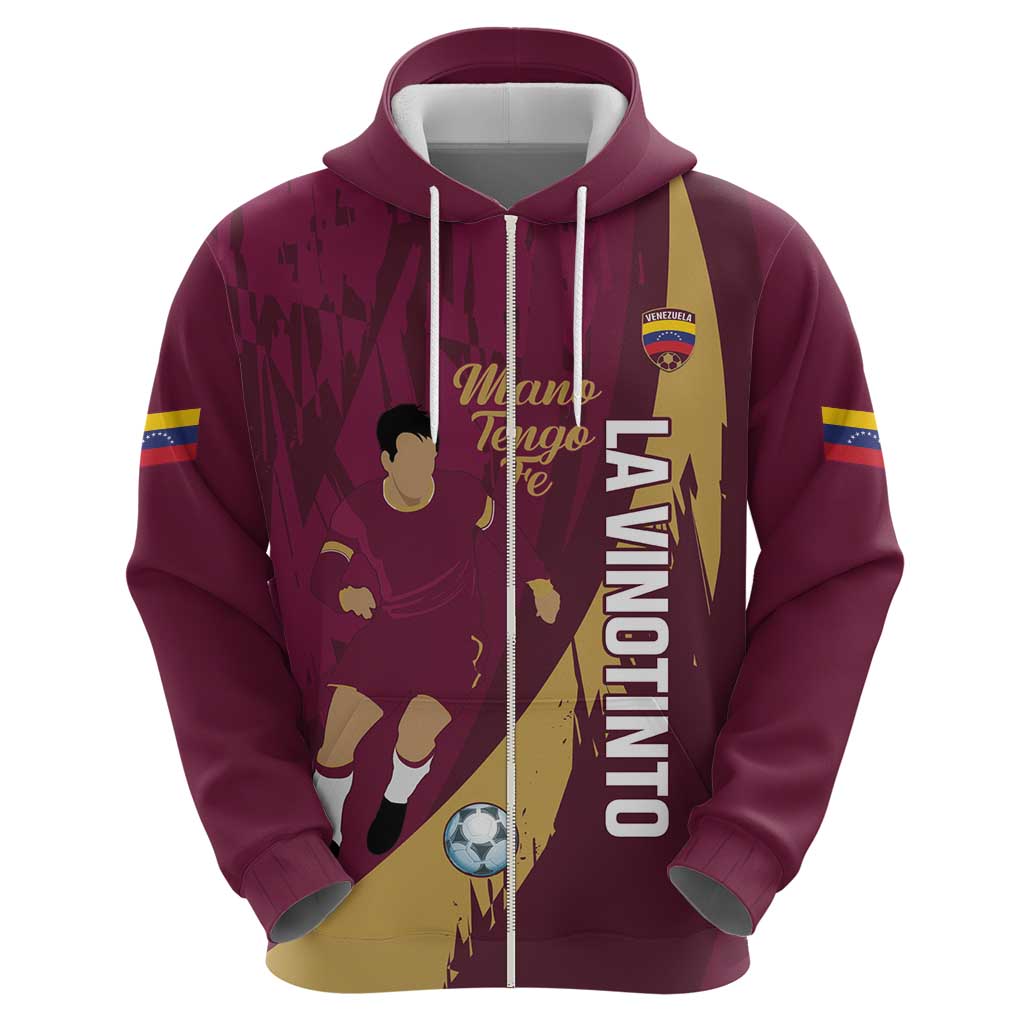 Custom Venezuela Football Zip Hoodie Mano Tengo Fe La Vinotinto