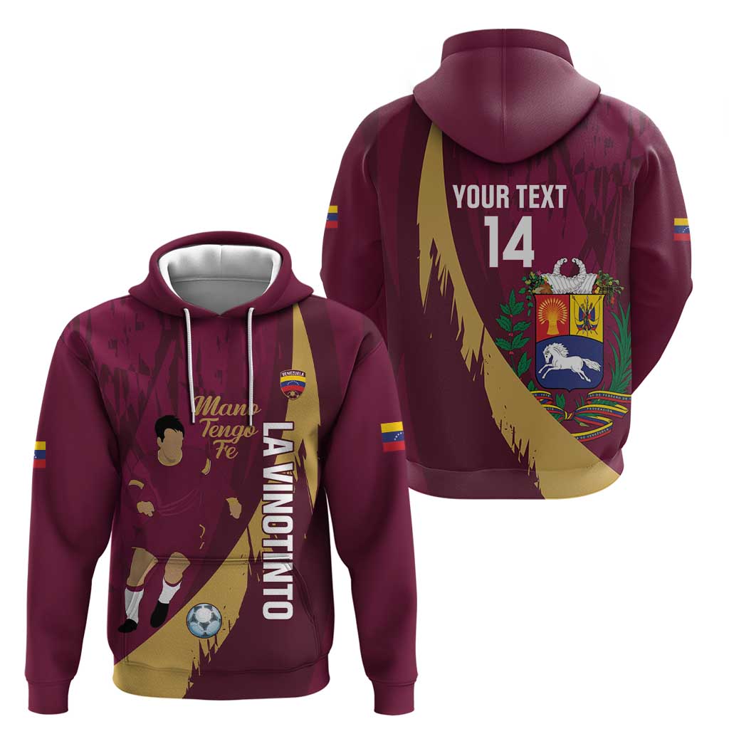 Custom Venezuela Football Zip Hoodie Mano Tengo Fe La Vinotinto