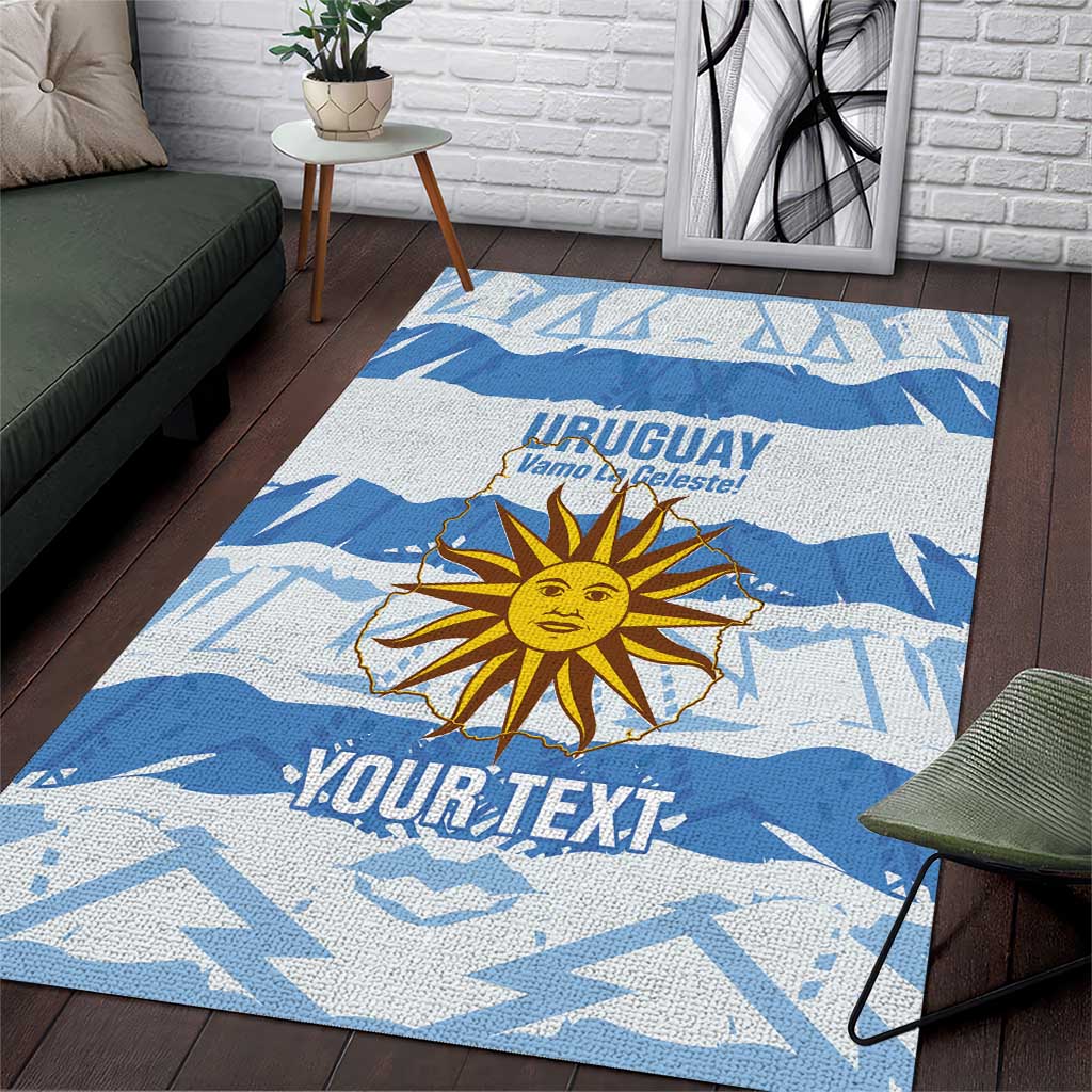 Custom Uruguay Football Area Rug Vamo La Celeste