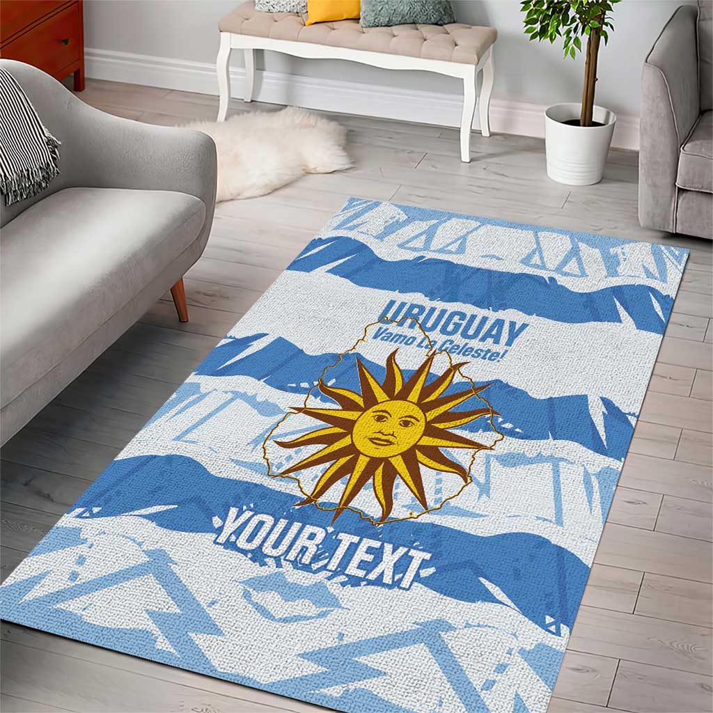 Custom Uruguay Football Area Rug Vamo La Celeste