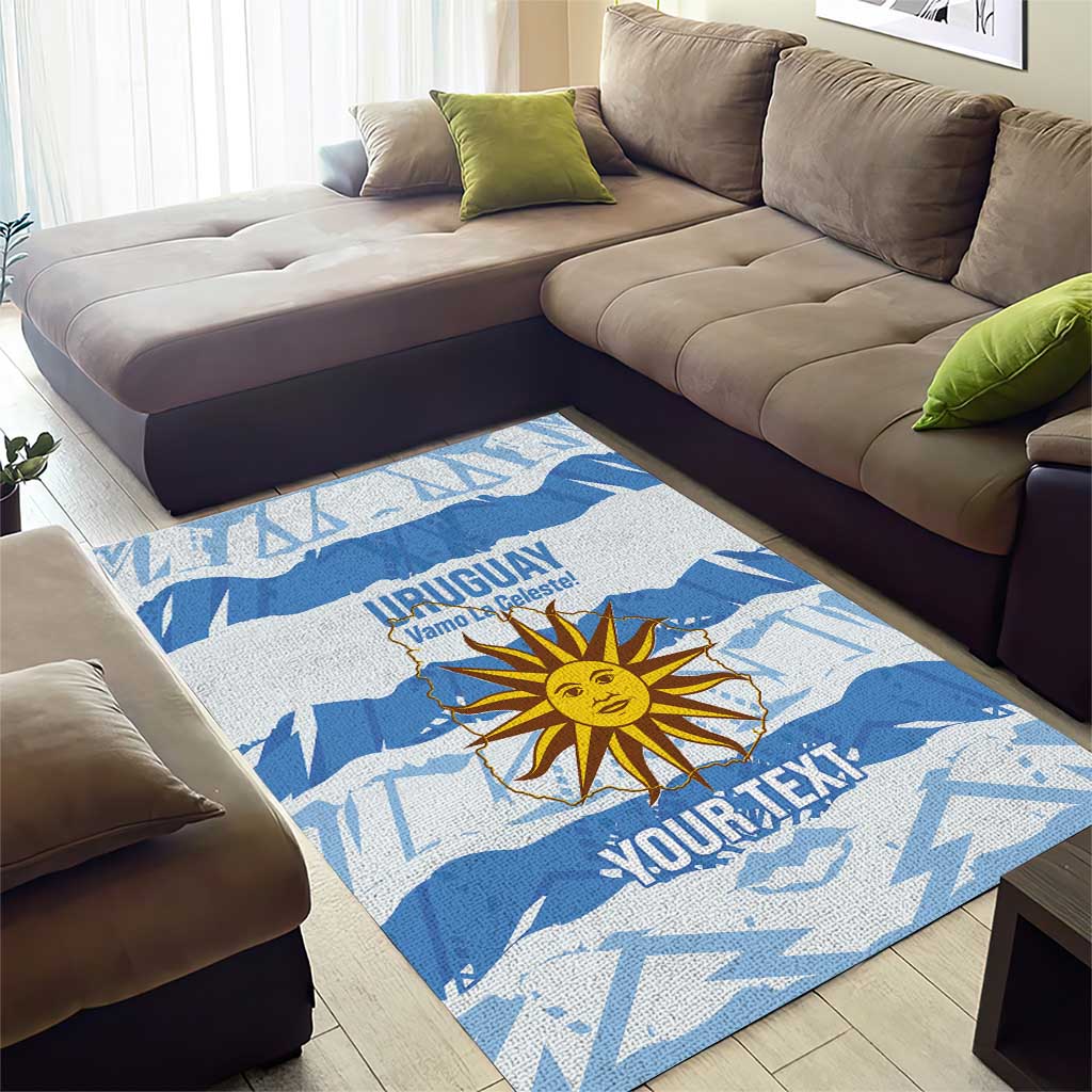 Custom Uruguay Football Area Rug Vamo La Celeste