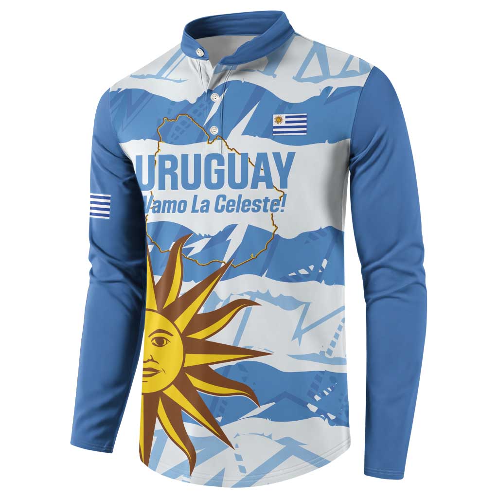Custom Uruguay Football Button Sweatshirt Vamo La Celeste