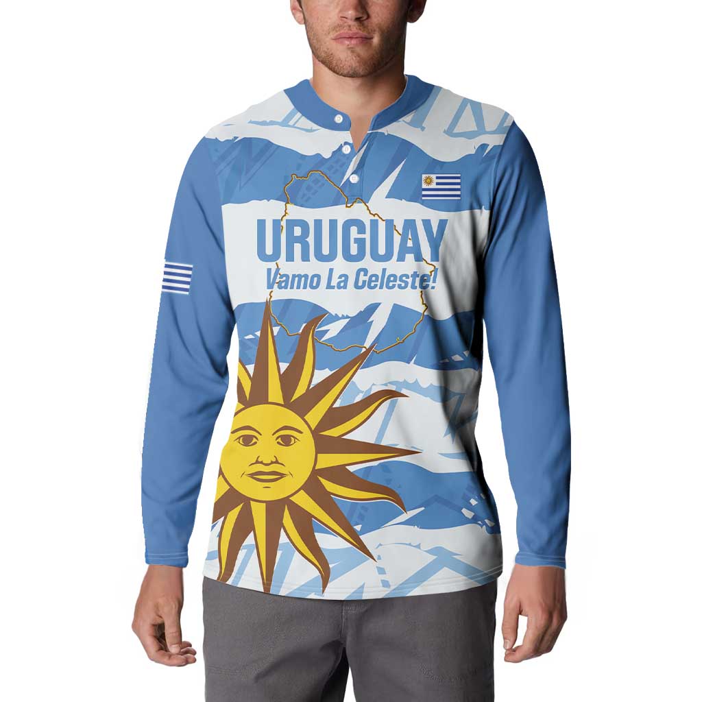 Custom Uruguay Football Button Sweatshirt Vamo La Celeste