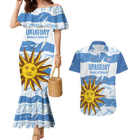 Custom Uruguay Football Couples Matching Mermaid Dress and Hawaiian Shirt Vamo La Celeste