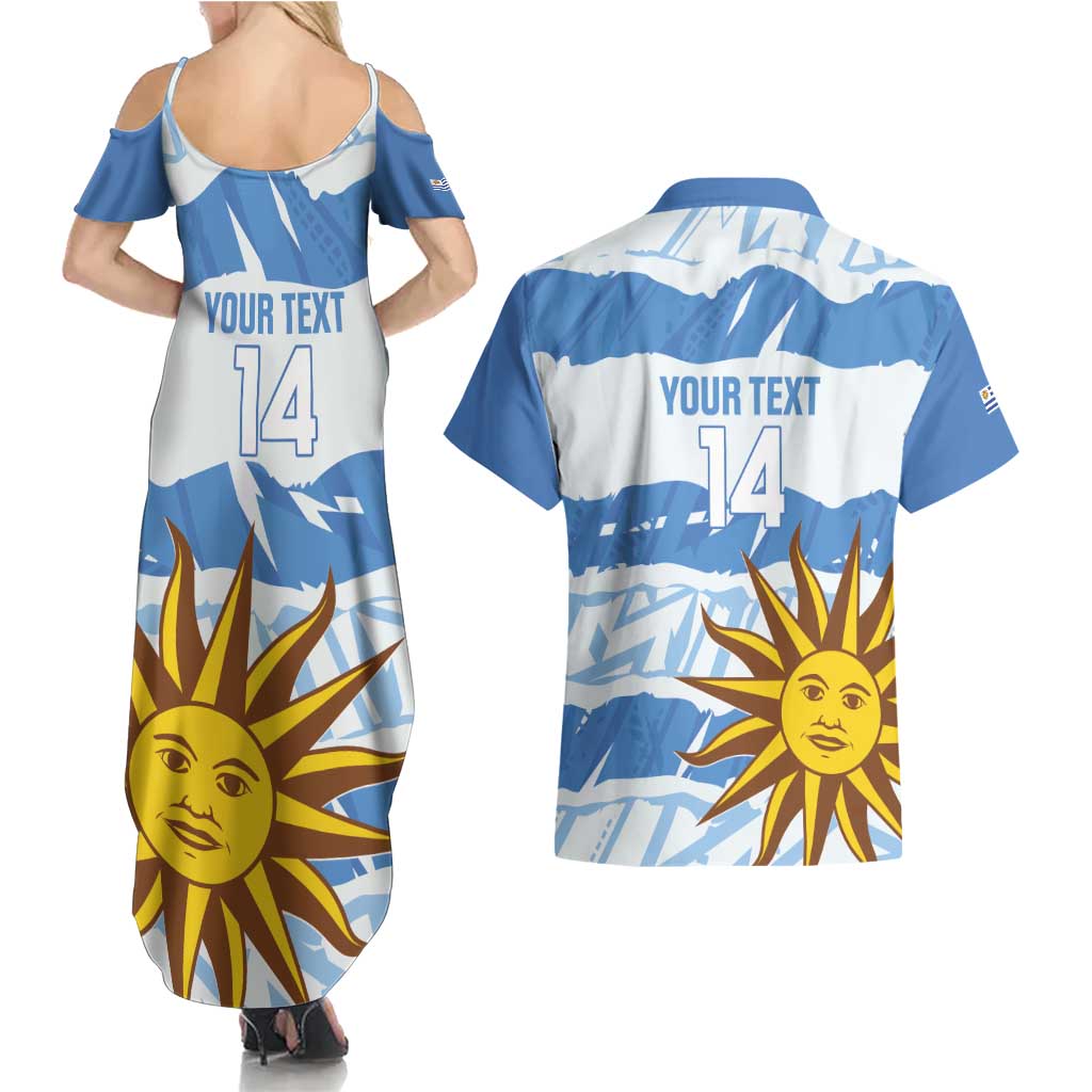 Custom Uruguay Football Couples Matching Summer Maxi Dress and Hawaiian Shirt Vamo La Celeste